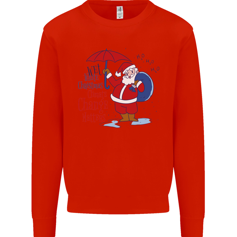 Christmas Climat Change Matters Santa Mens Sweatshirt Jumper Bright Red