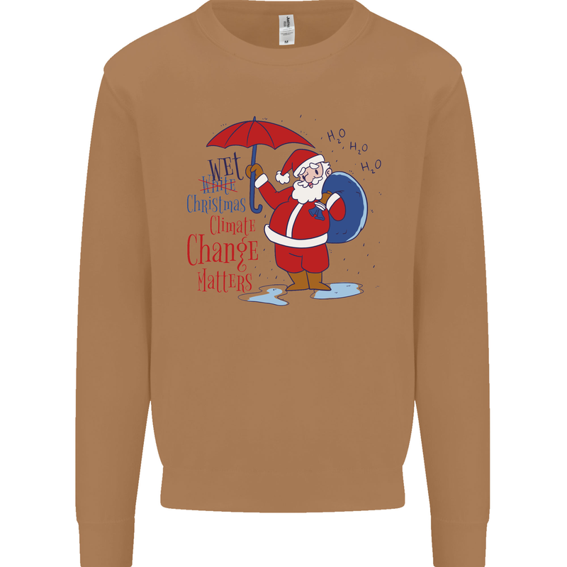 Christmas Climat Change Matters Santa Mens Sweatshirt Jumper Caramel Latte