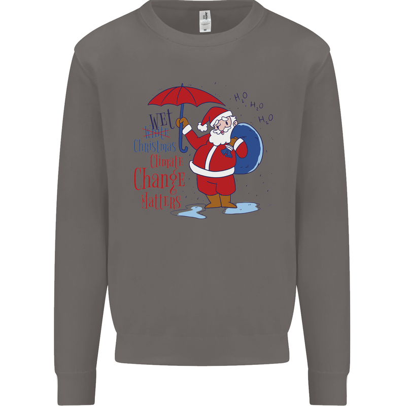 Christmas Climat Change Matters Santa Mens Sweatshirt Jumper Charcoal