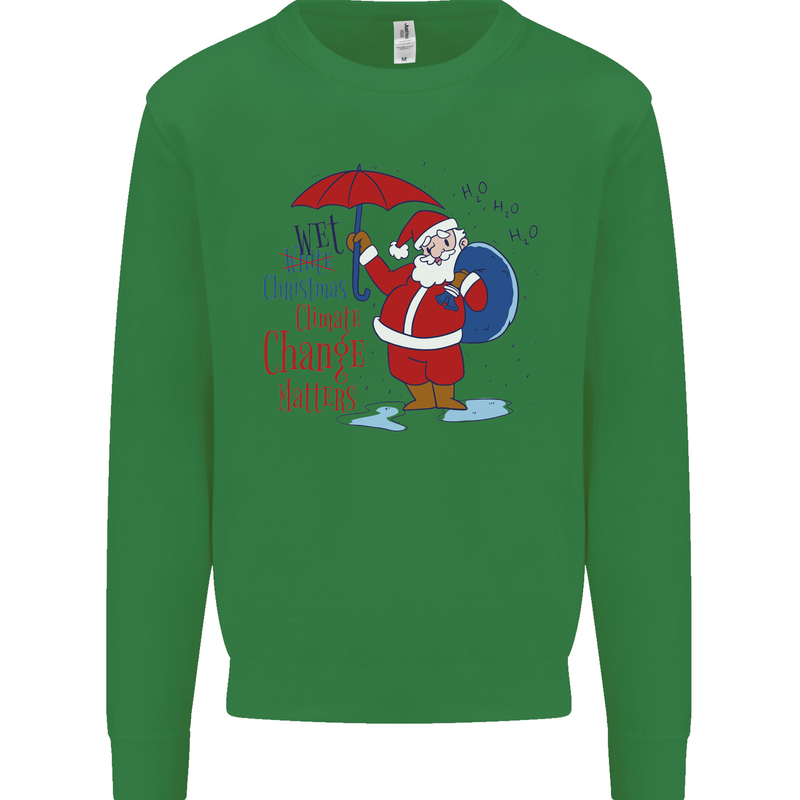 Christmas Climat Change Matters Santa Mens Sweatshirt Jumper Irish Green
