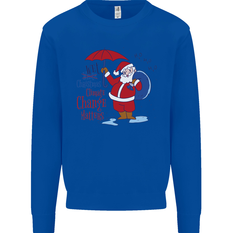 Christmas Climat Change Matters Santa Mens Sweatshirt Jumper Royal Blue