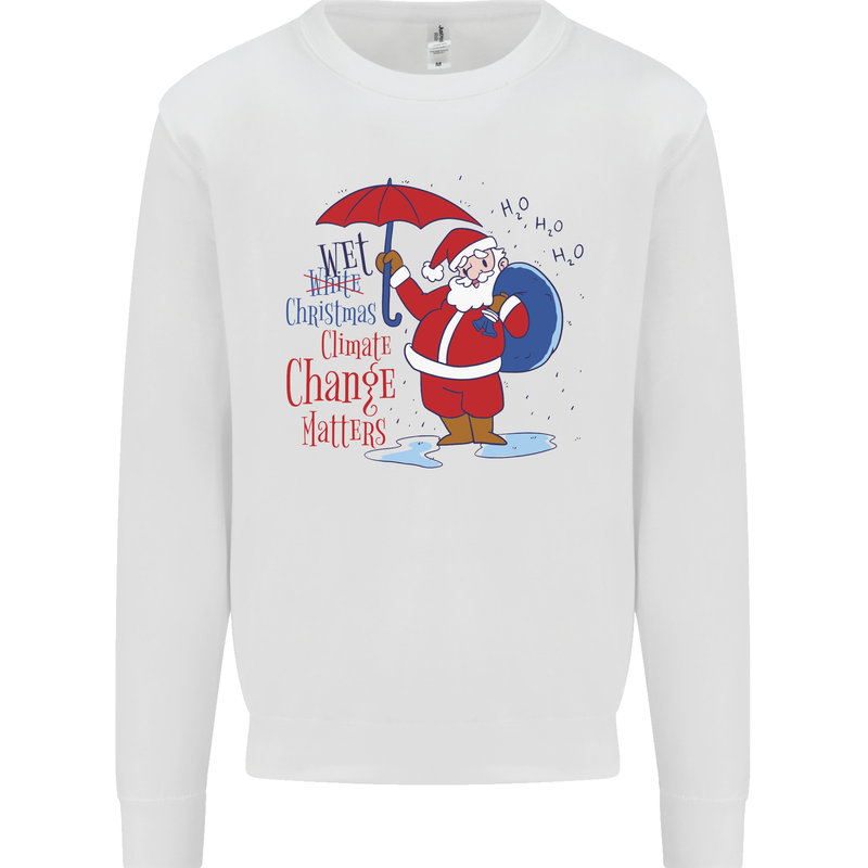 Christmas Climat Change Matters Santa Mens Sweatshirt Jumper White