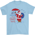 Christmas Climat Change Matters Santa Mens T-Shirt 100% Cotton Light Blue