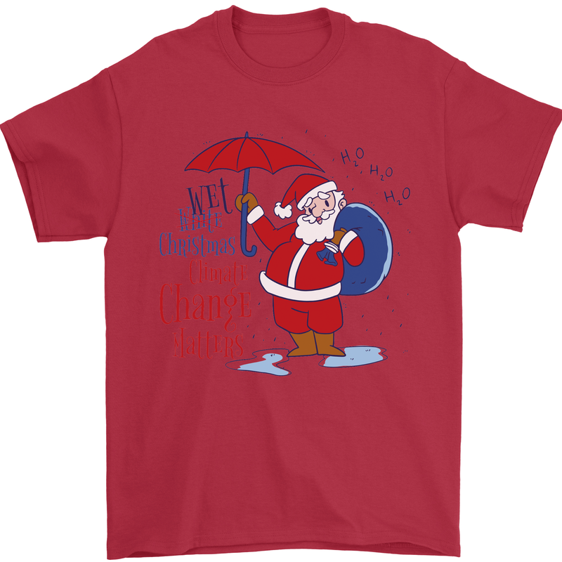Christmas Climat Change Matters Santa Mens T-Shirt 100% Cotton Red