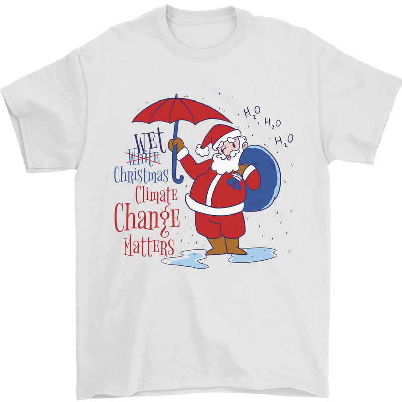 Christmas Climat Change Matters Santa Mens T-Shirt 100% Cotton White