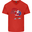 Christmas Climat Change Matters Santa Mens V-Neck Cotton T-Shirt Red