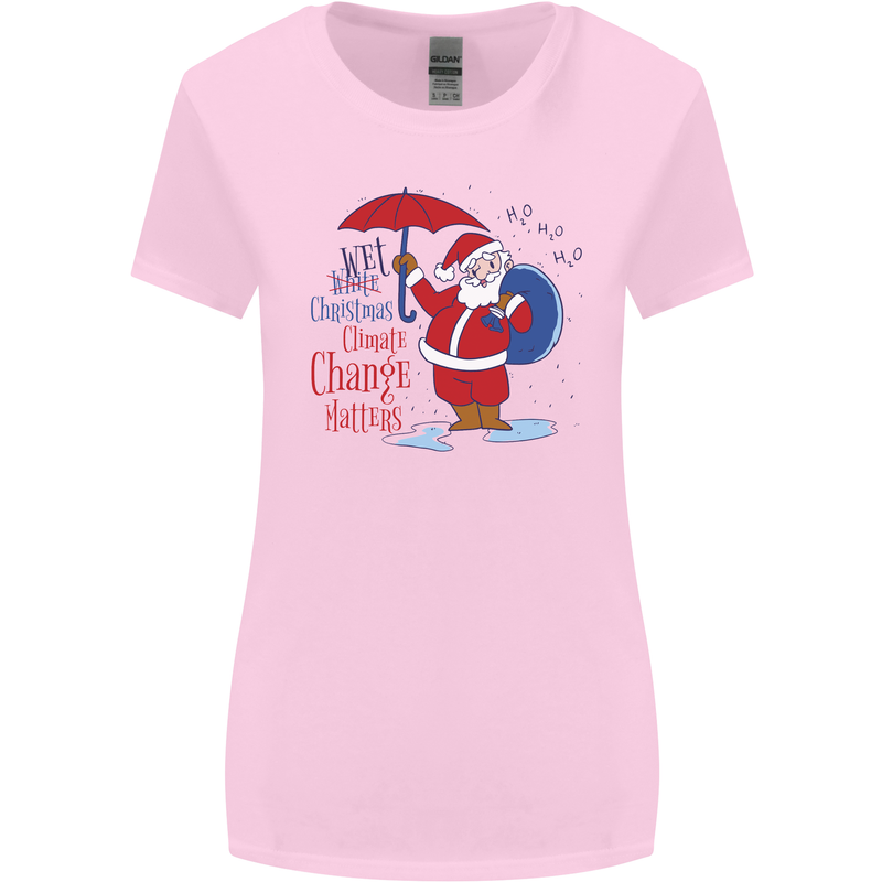 Christmas Climat Change Matters Santa Womens Wider Cut T-Shirt Light Pink