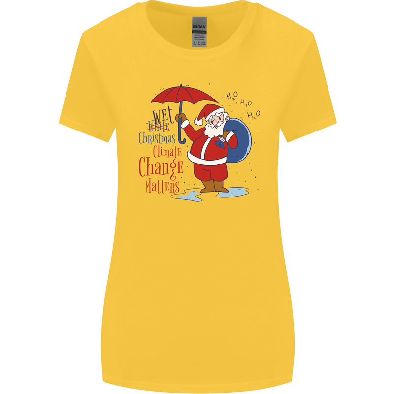 Christmas Climat Change Matters Santa Womens Wider Cut T-Shirt Yellow