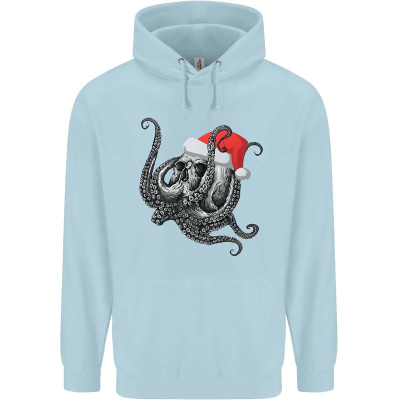 Christmas Cthulhu Skull Childrens Kids Hoodie Light Blue