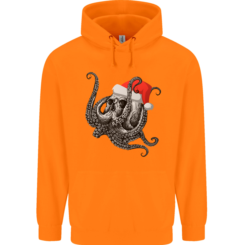 Christmas Cthulhu Skull Childrens Kids Hoodie Orange