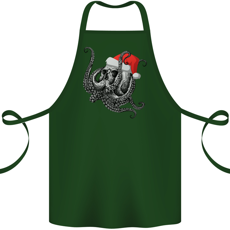 Christmas Cthulhu Skull Cotton Apron 100% Organic Forest Green