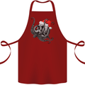 Christmas Cthulhu Skull Cotton Apron 100% Organic Maroon