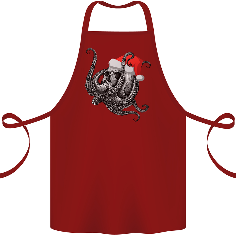 Christmas Cthulhu Skull Cotton Apron 100% Organic Maroon