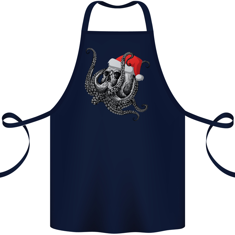 Christmas Cthulhu Skull Cotton Apron 100% Organic Navy Blue