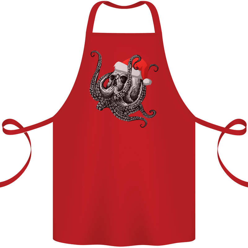 Christmas Cthulhu Skull Cotton Apron 100% Organic Red