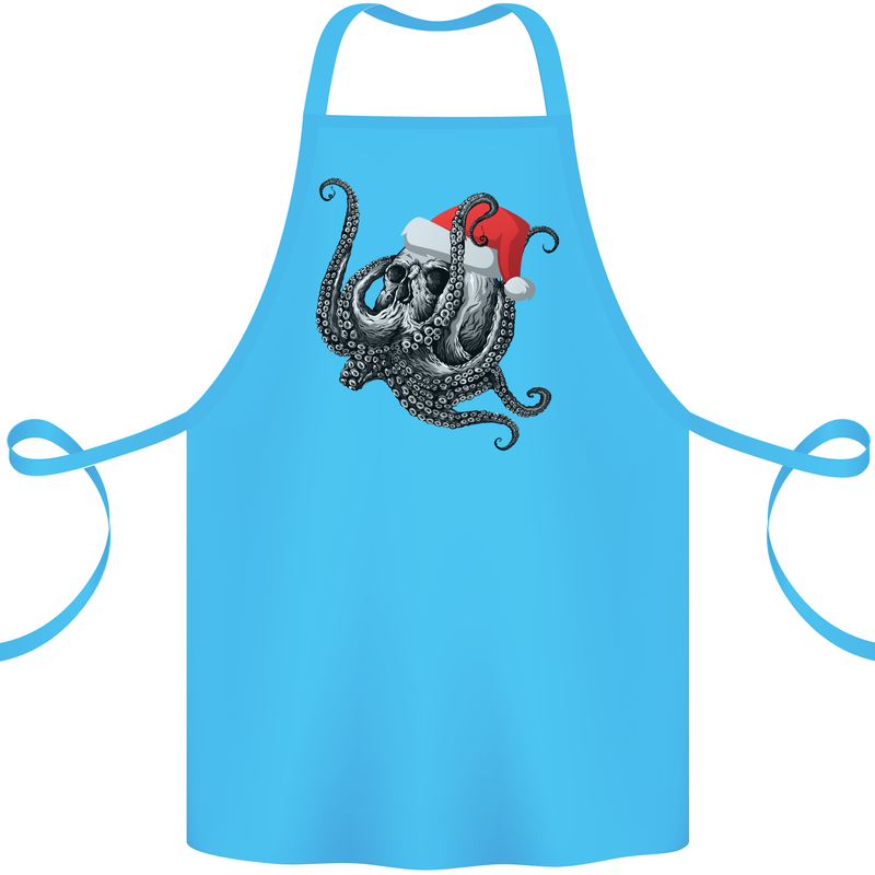 Christmas Cthulhu Skull Cotton Apron 100% Organic Turquoise