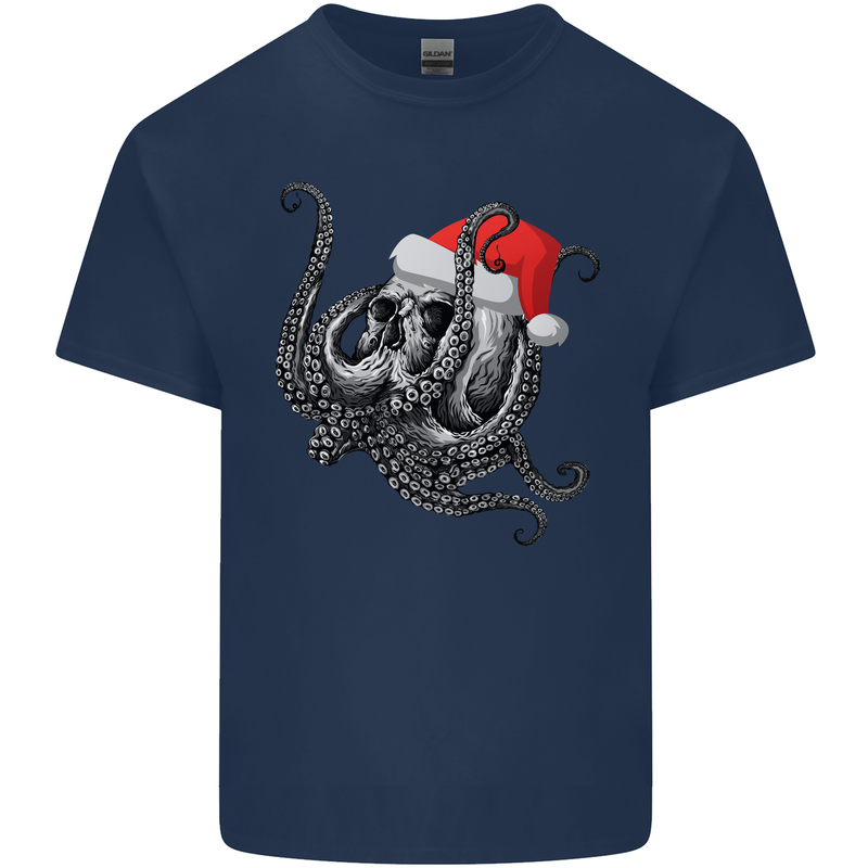 Christmas Cthulhu Skull Kids T-Shirt Childrens Navy Blue