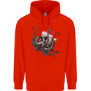 Christmas Cthulhu Skull Mens 80% Cotton Hoodie Bright Red