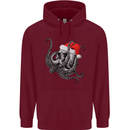 Christmas Cthulhu Skull Mens 80% Cotton Hoodie Maroon