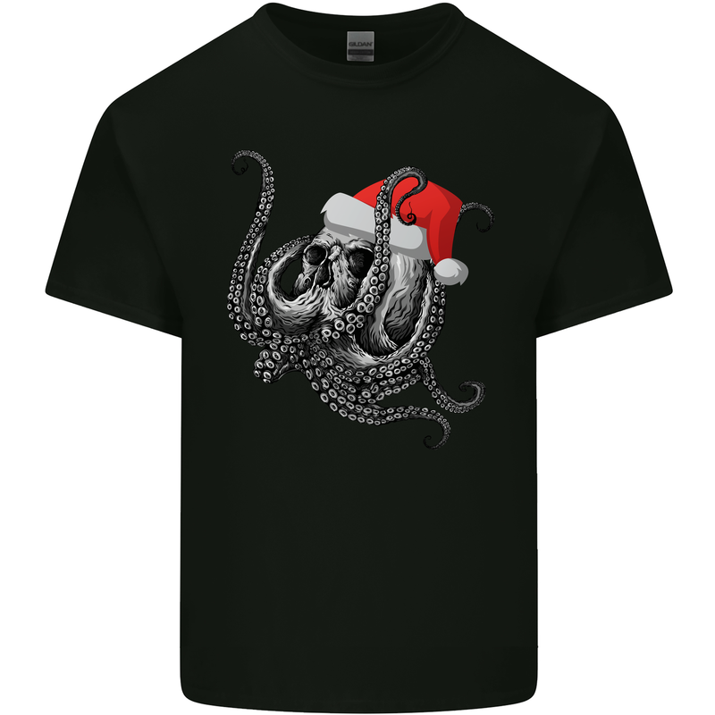 Christmas Cthulhu Skull Mens Cotton T-Shirt Tee Top Black
