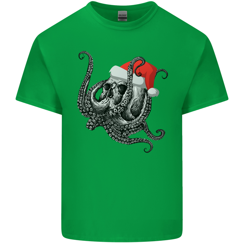 Christmas Cthulhu Skull Mens Cotton T-Shirt Tee Top Irish Green