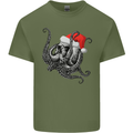 Christmas Cthulhu Skull Mens Cotton T-Shirt Tee Top Military Green