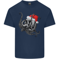 Christmas Cthulhu Skull Mens Cotton T-Shirt Tee Top Navy Blue