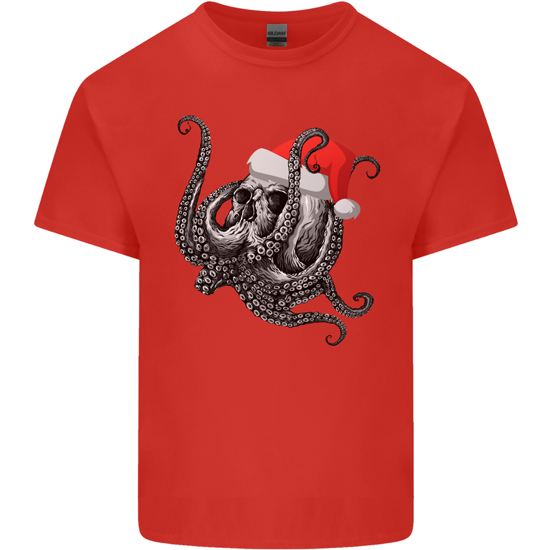 Christmas Cthulhu Skull Mens Cotton T-Shirt Tee Top Red