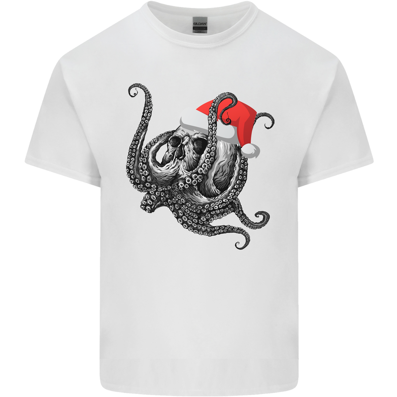 Christmas Cthulhu Skull Mens Cotton T-Shirt Tee Top White