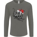 Christmas Cthulhu Skull Mens Long Sleeve T-Shirt Charcoal