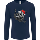 Christmas Cthulhu Skull Mens Long Sleeve T-Shirt Navy Blue