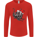 Christmas Cthulhu Skull Mens Long Sleeve T-Shirt Red