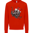 Christmas Cthulhu Skull Mens Sweatshirt Jumper Bright Red