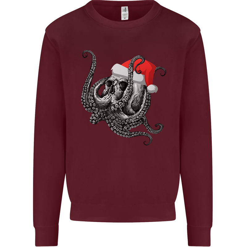 Christmas Cthulhu Skull Mens Sweatshirt Jumper Maroon