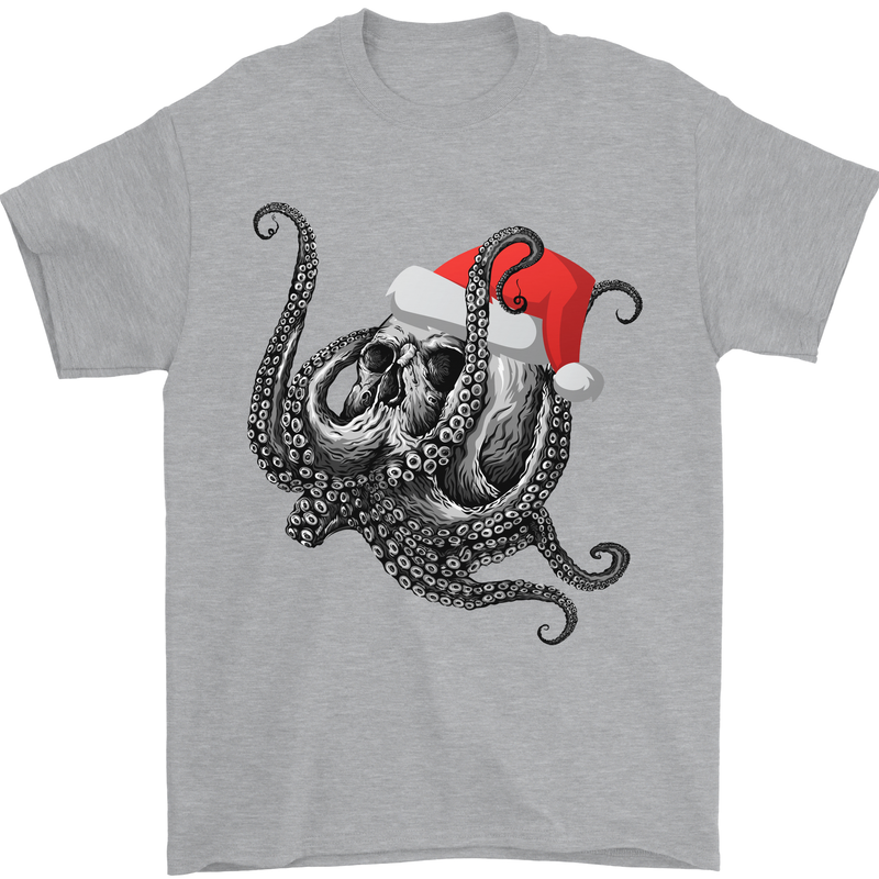 Christmas Cthulhu Skull Mens T-Shirt Cotton Gildan Sports Grey