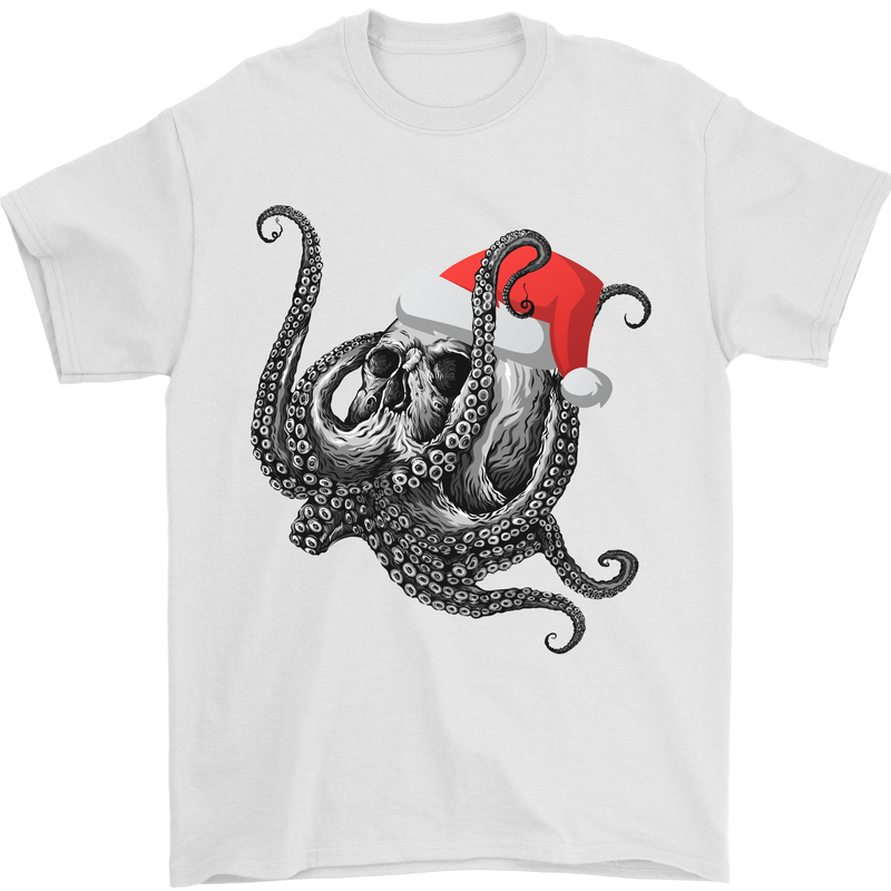Christmas Cthulhu Skull Mens T-Shirt Cotton Gildan White