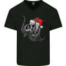 Christmas Cthulhu Skull Mens V-Neck Cotton T-Shirt Black