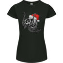 Christmas Cthulhu Skull Womens Petite Cut T-Shirt Black