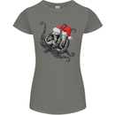 Christmas Cthulhu Skull Womens Petite Cut T-Shirt Charcoal