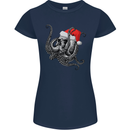 Christmas Cthulhu Skull Womens Petite Cut T-Shirt Navy Blue