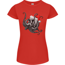 Christmas Cthulhu Skull Womens Petite Cut T-Shirt Red