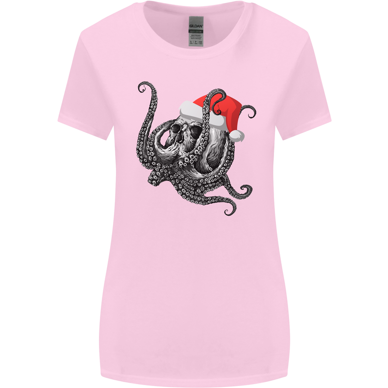 Christmas Cthulhu Skull Womens Wider Cut T-Shirt Light Pink
