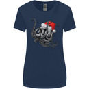 Christmas Cthulhu Skull Womens Wider Cut T-Shirt Navy Blue