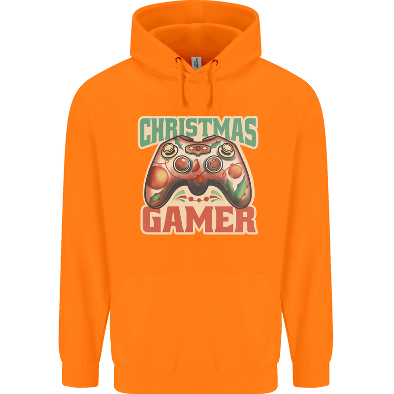 Christmas Gamer Funny Gaming Joypad Childrens Kids Hoodie Orange