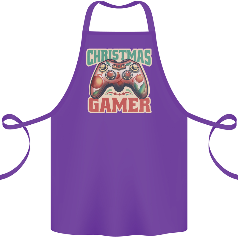 Christmas Gamer Funny Gaming Joypad Cotton Apron 100% Organic Purple