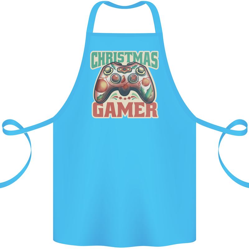 Christmas Gamer Funny Gaming Joypad Cotton Apron 100% Organic Turquoise