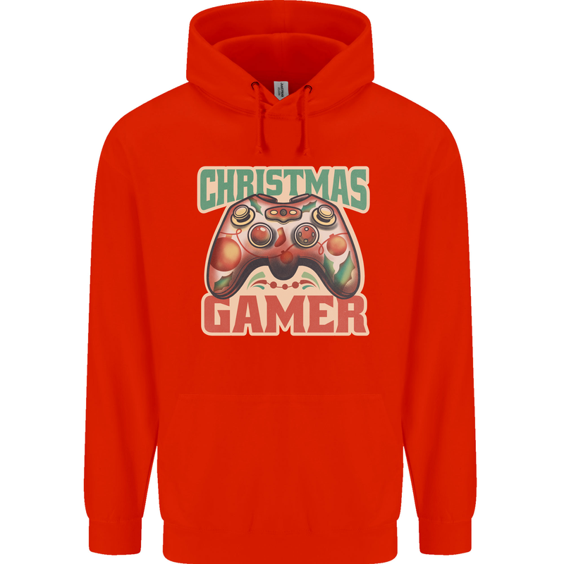Christmas Gamer Funny Gaming Joypad Mens 80% Cotton Hoodie Bright Red