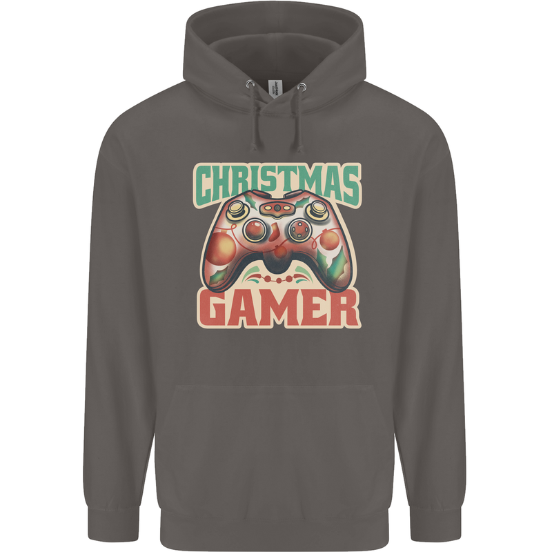 Christmas Gamer Funny Gaming Joypad Mens 80% Cotton Hoodie Charcoal