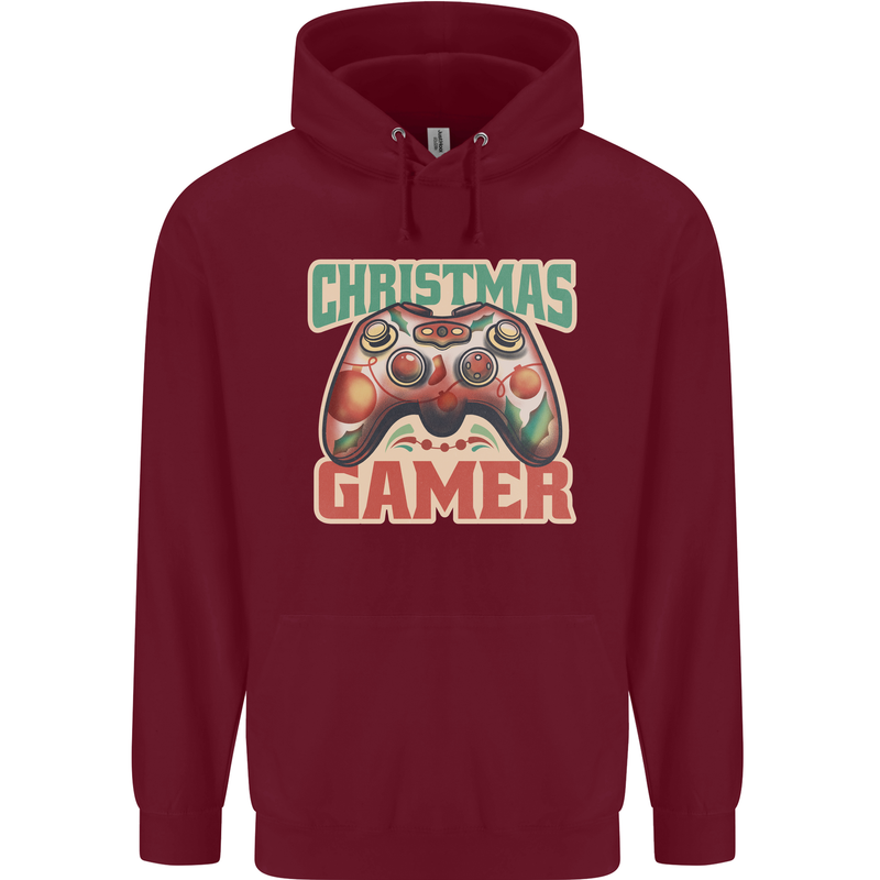 Christmas Gamer Funny Gaming Joypad Mens 80% Cotton Hoodie Maroon