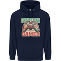 Christmas Gamer Funny Gaming Joypad Mens 80% Cotton Hoodie Navy Blue